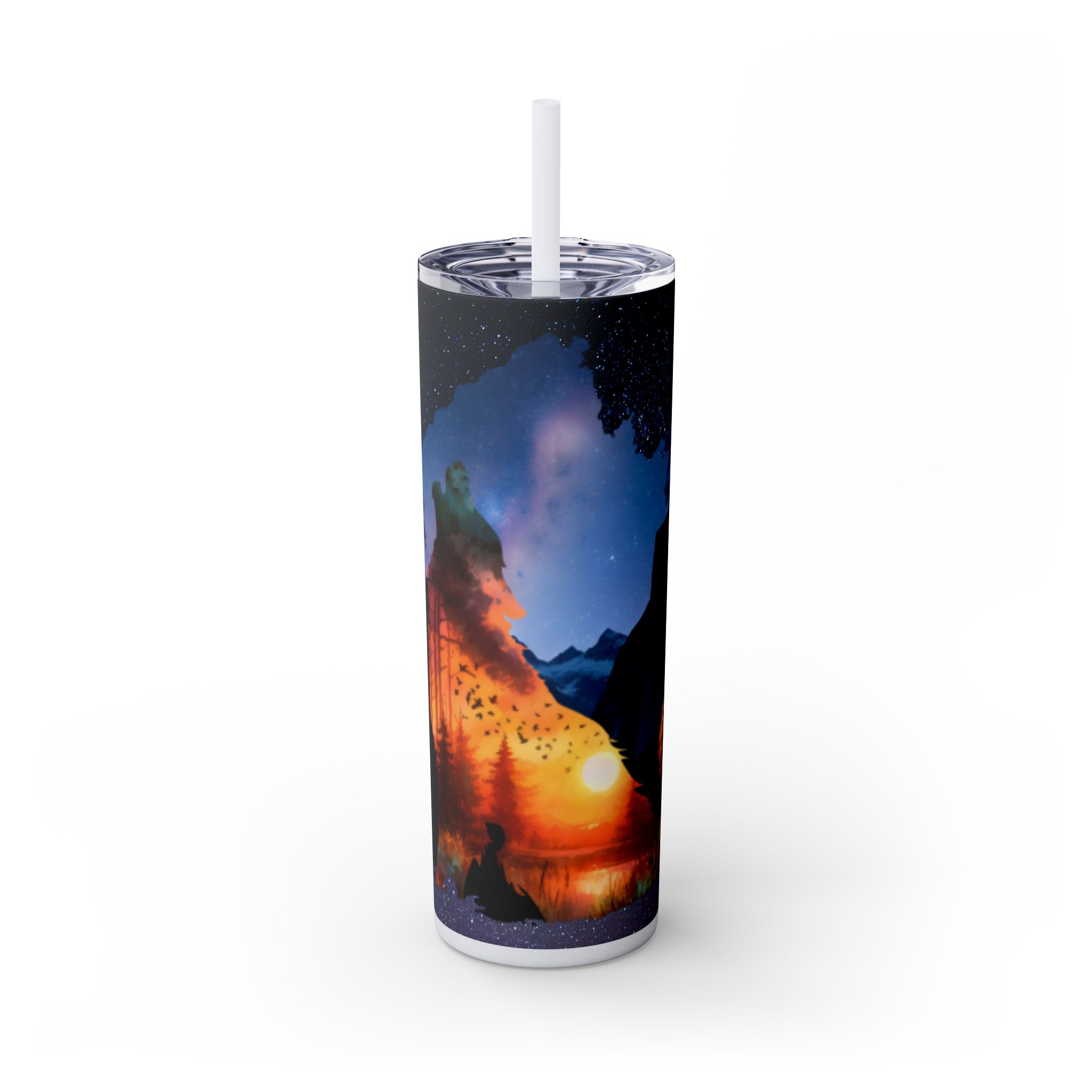 20oz Skinny Tumbler with Straw - Inspirational Travel Scene, Eco-Friendly Drinkware, Adventure Mug, Outdoor Gift, Unique Party Favor - Image 56