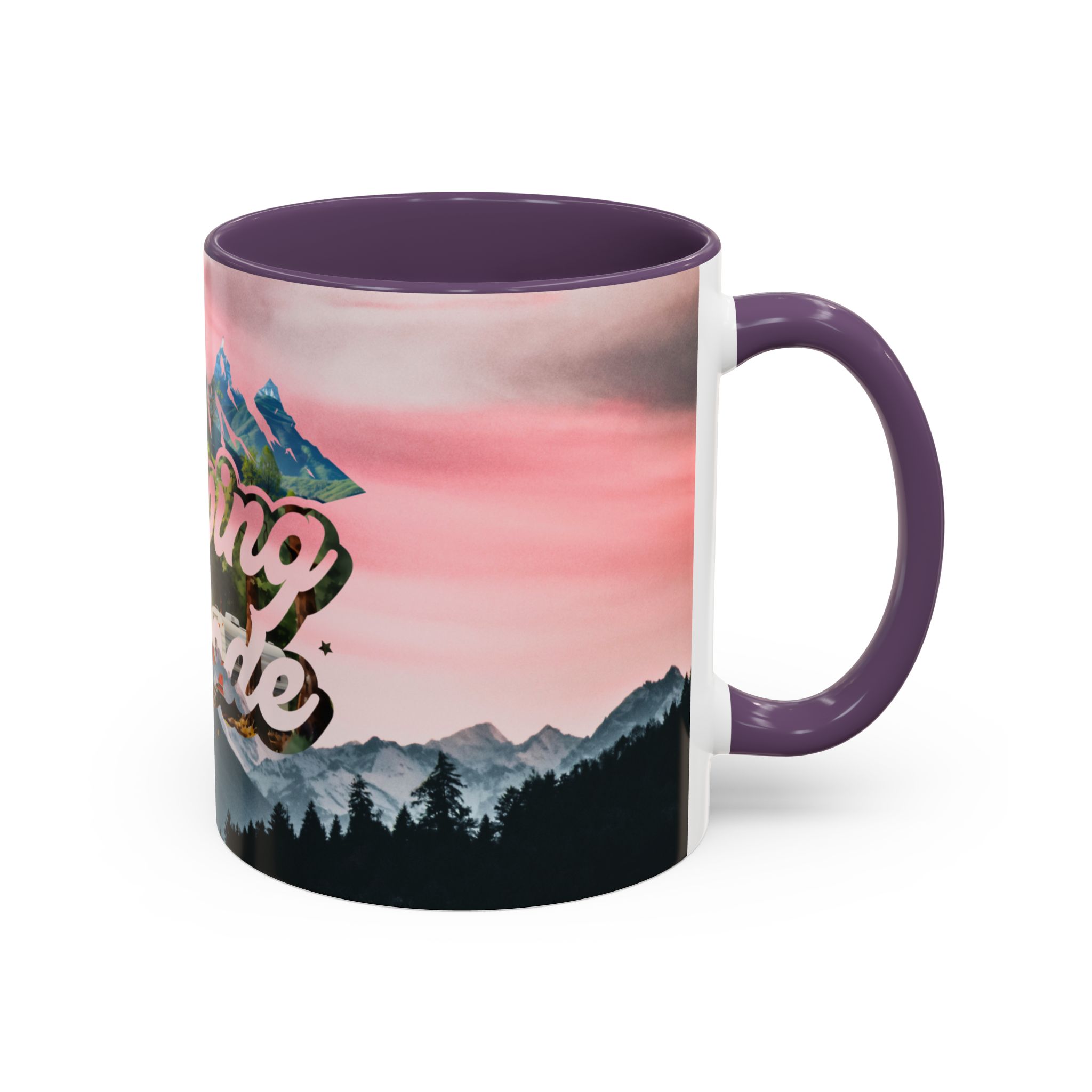 Camping Mode Coffee Mug — Pink Mountain Scenic Accent Mug (11/15oz) - Image 77