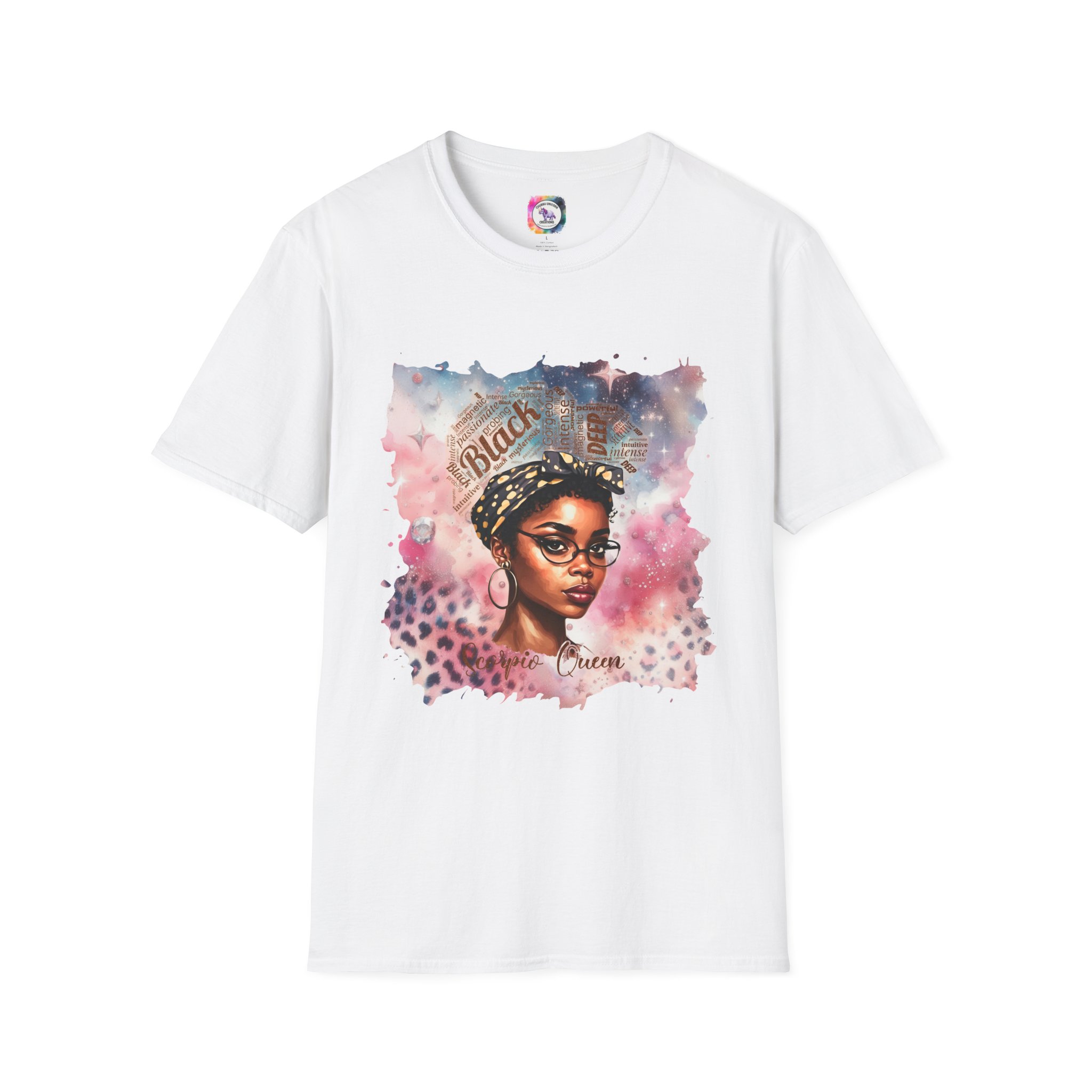 T-Shirt — 'Black Scorpio Queen' Afrocentric Watercolor Portrait Tee - Image 6