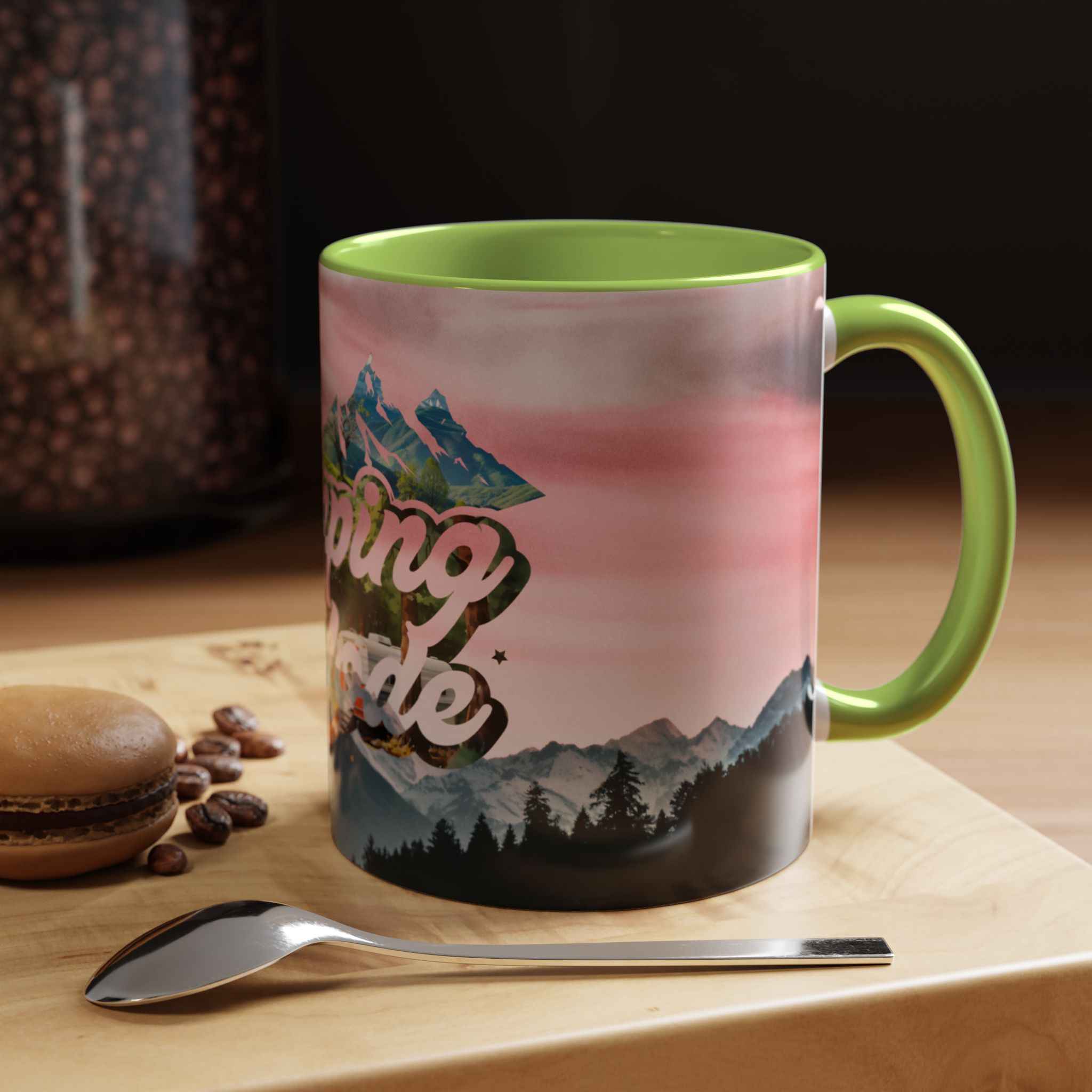 Camping Mode Coffee Mug — Pink Mountain Scenic Accent Mug (11/15oz) - Image 75