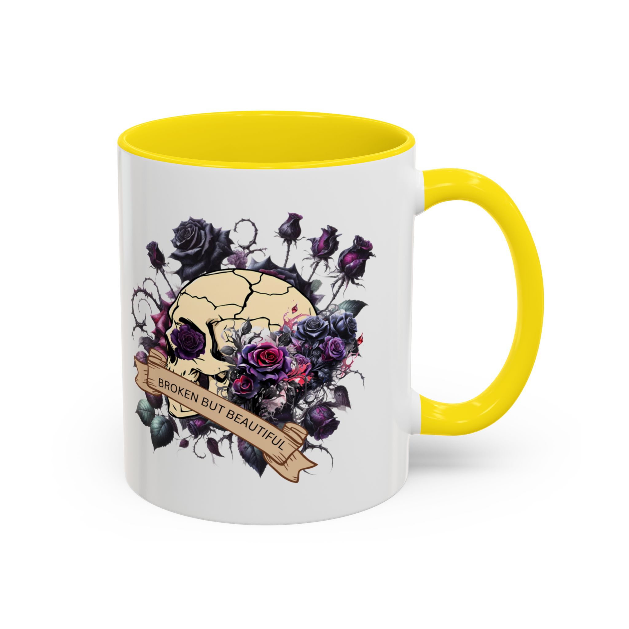 Broken But Beautiful Floral Coffee Mug - Gothic Gift for Tea Lovers, Unique Home Decor, Floral Skull Design, Ceramic Tea Cup, Gothic Mug - Image 46