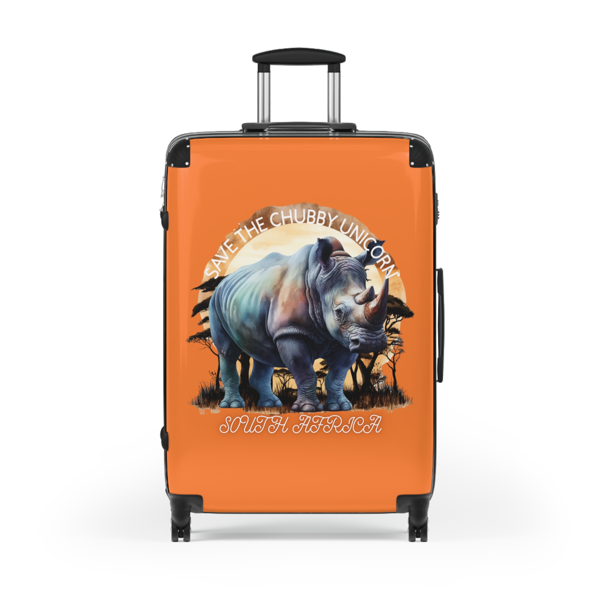 Rhino Art Suitcase, Travel Luggage for Animal Lovers, Cute Carry-On for Kids & Adults, Save the Chubby Unicorn, Eco-Friendly Travel Gear - Image 9