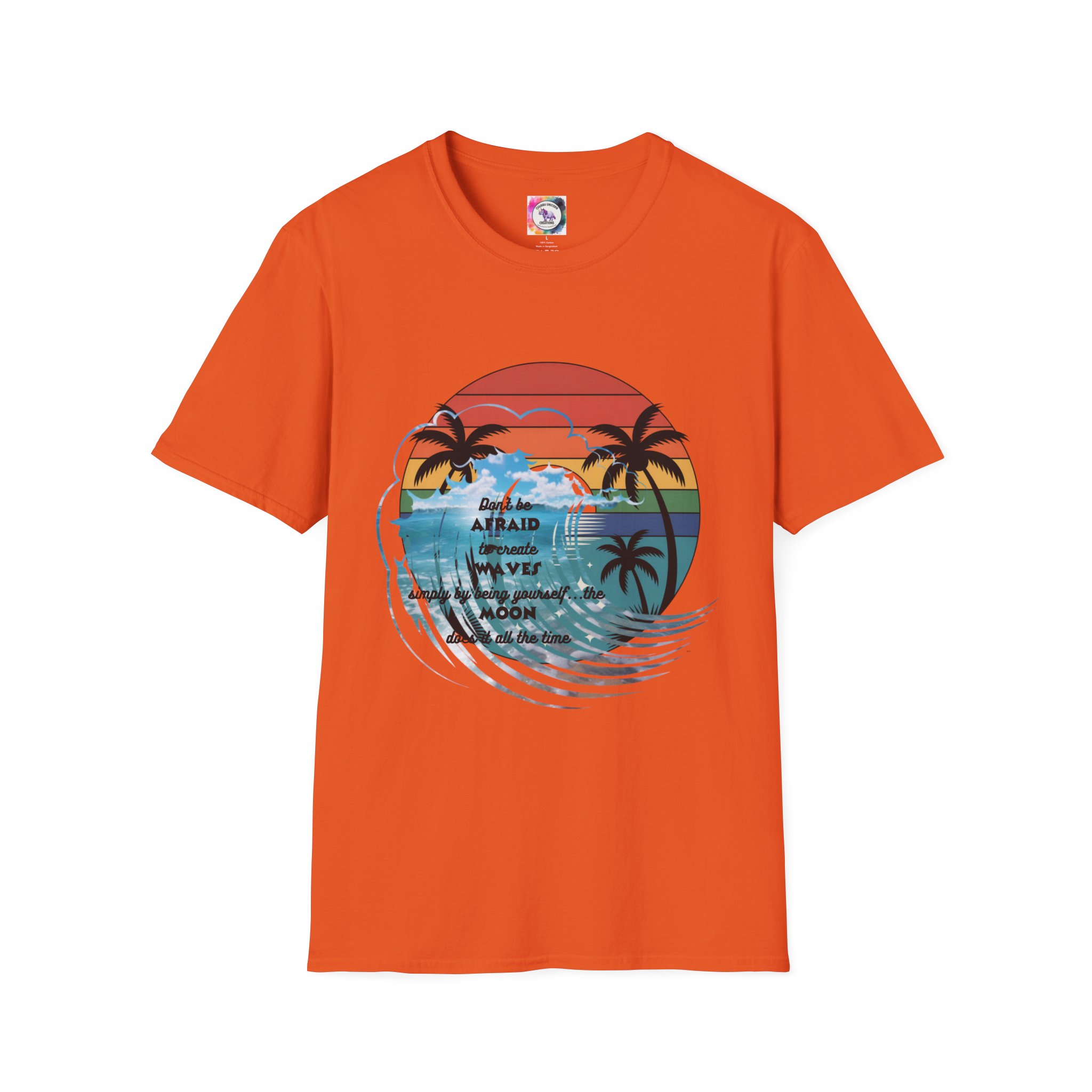 T-Shirt — Retro Sunset Palm Beach Tee with "Don't Be Afraid" Beach Quote - Image 23