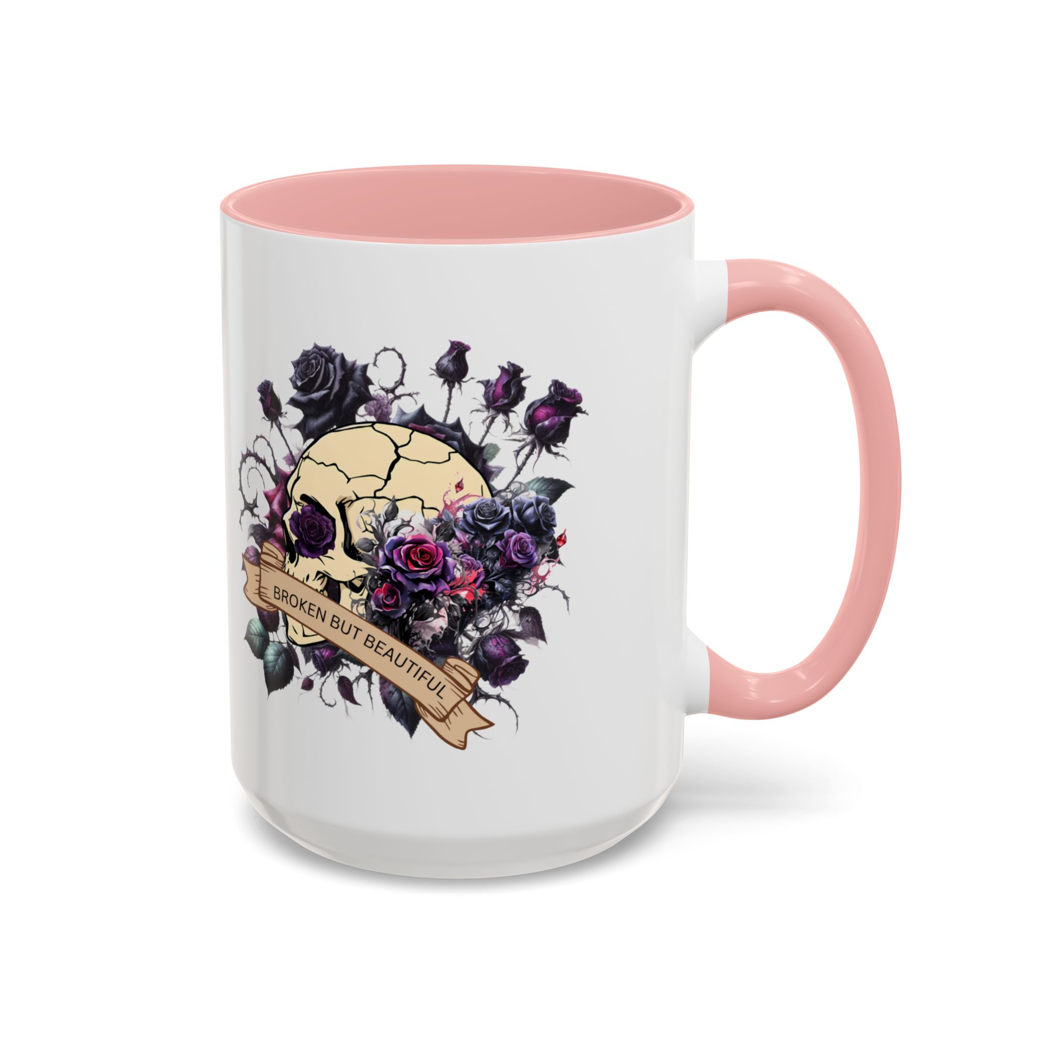 Broken But Beautiful Floral Coffee Mug - Gothic Gift for Tea Lovers, Unique Home Decor, Floral Skull Design, Ceramic Tea Cup, Gothic Mug - Image 26