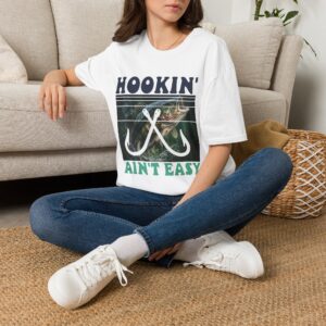 Fishing T-Shirt — “Hookin' Ain't Easy” Retro Bass Design