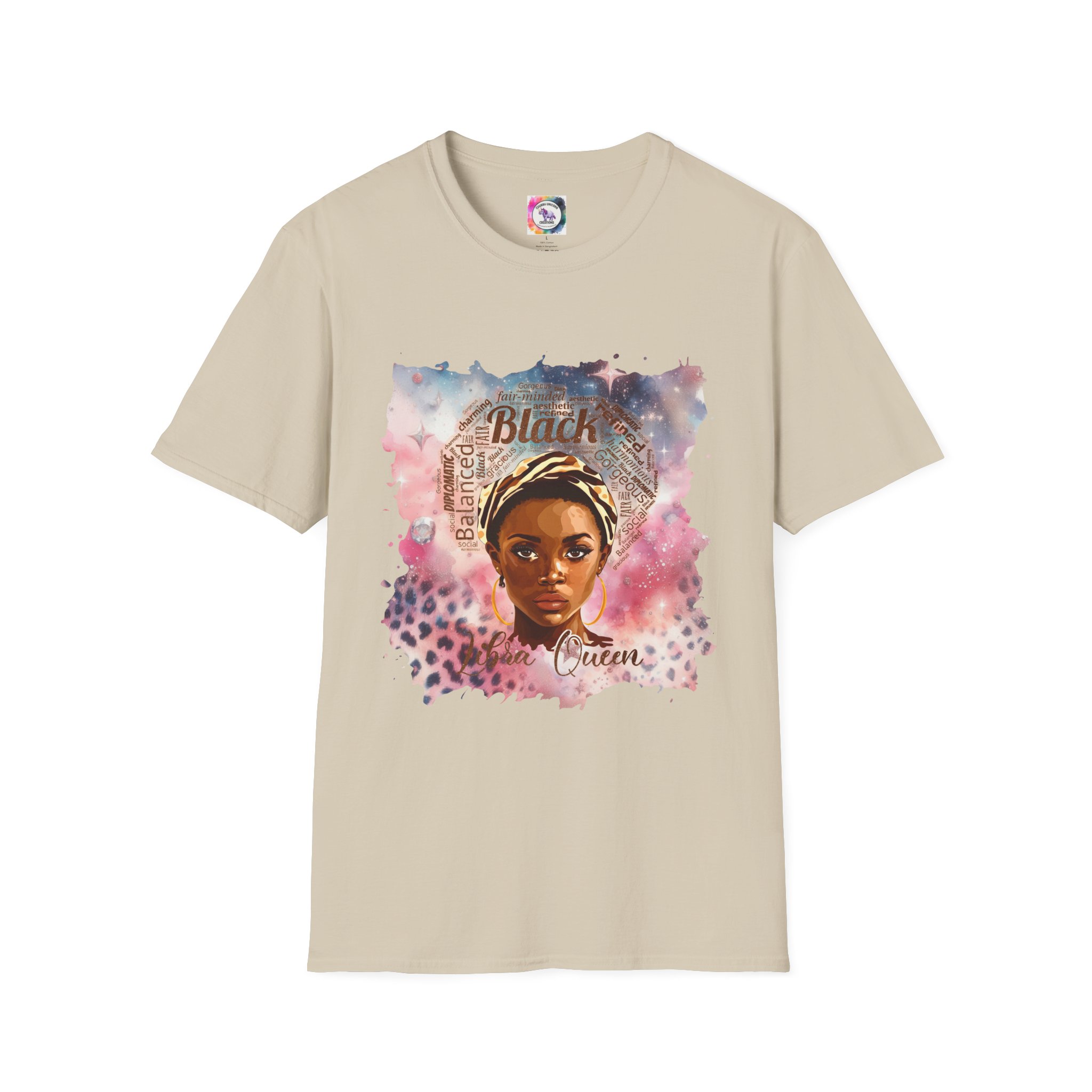 T-Shirt — Black Libra Queen Portrait Tee (Afrocentric Art, Empowerment) - Image 16