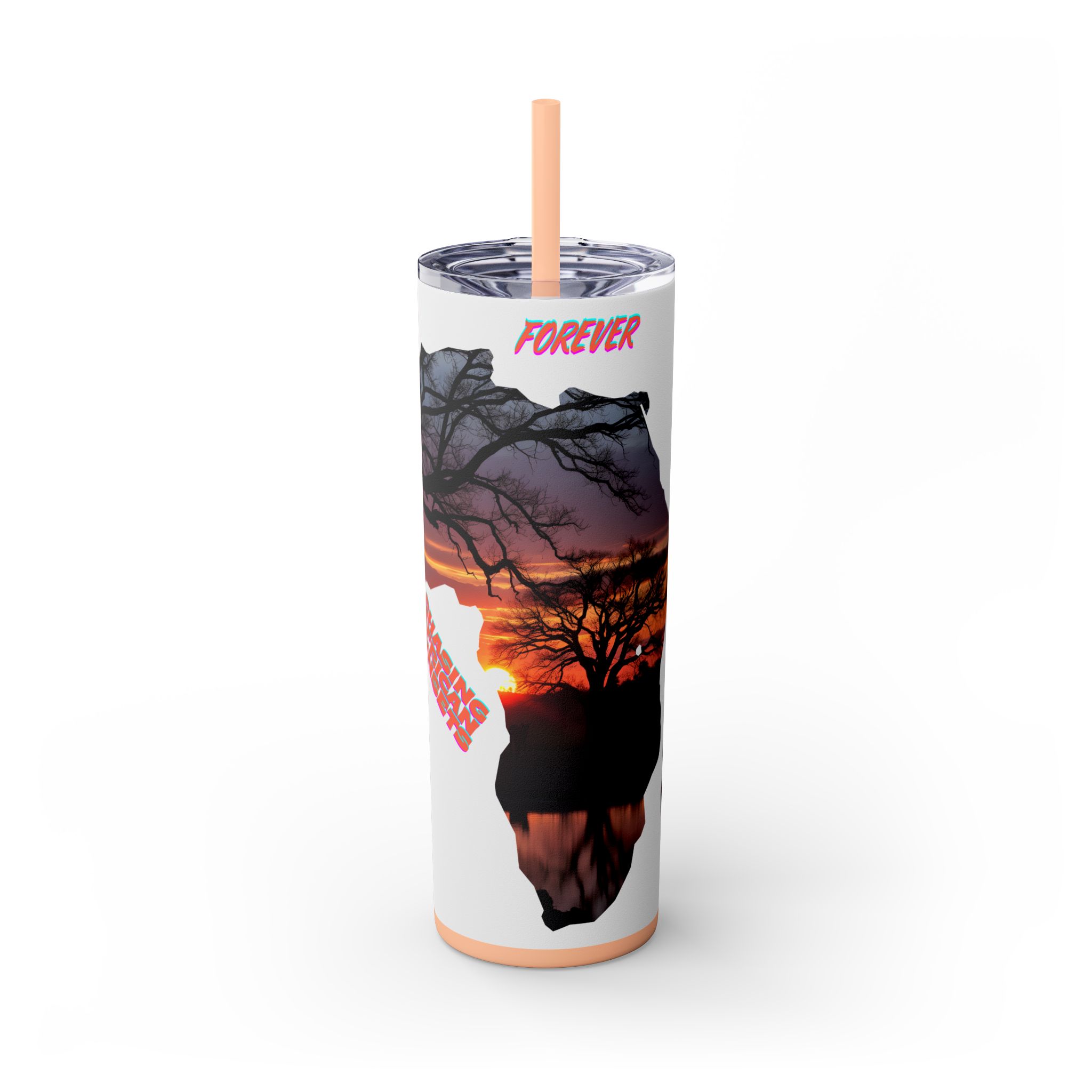 African Sunset Skinny Tumbler with Straw, 20oz | Travel Mug, Yeti Cup, Eco-Friendly Drinkware, Gift for Nature Lovers, Black History Month - Image 31
