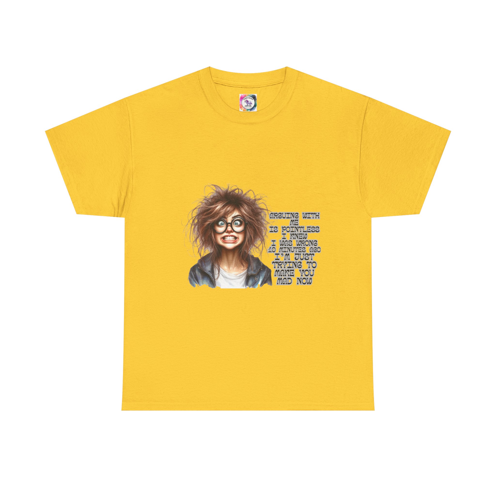 Crazy Hair Woman T‑Shirt — Funny Geeky Portrait with 'Funny' Quote - Image 21