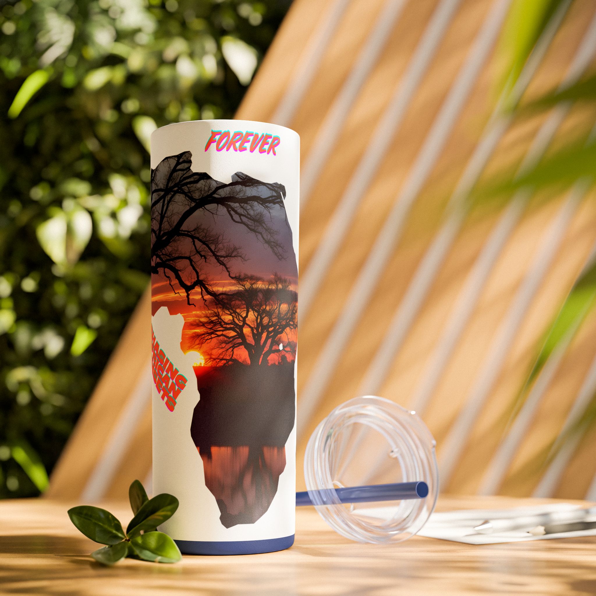 African Sunset Skinny Tumbler with Straw, 20oz | Travel Mug, Yeti Cup, Eco-Friendly Drinkware, Gift for Nature Lovers, Black History Month - Image 65