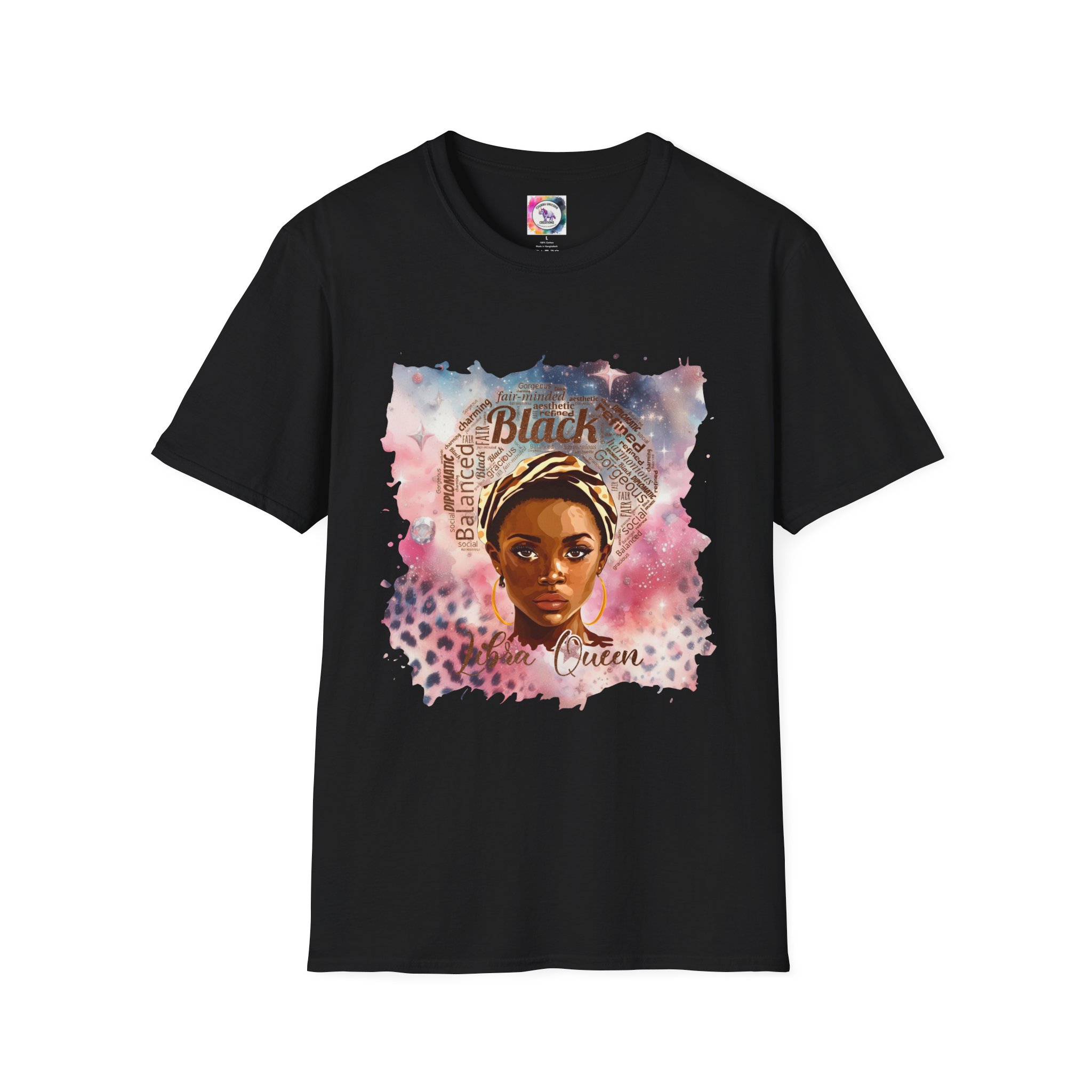 T-Shirt — Black Libra Queen Portrait Tee (Afrocentric Art, Empowerment) - Image 11