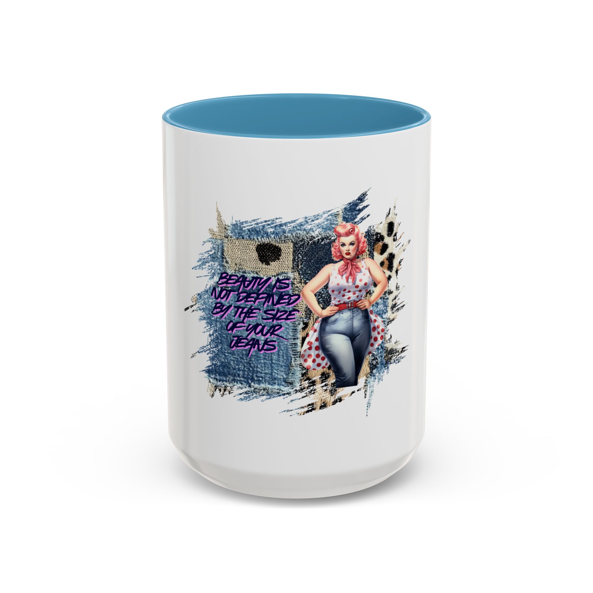 Vintage Pin-Up Coffee Mug — "Beauty is Not Defined by the Size of Your Jeans" Accent Mug - Image 37