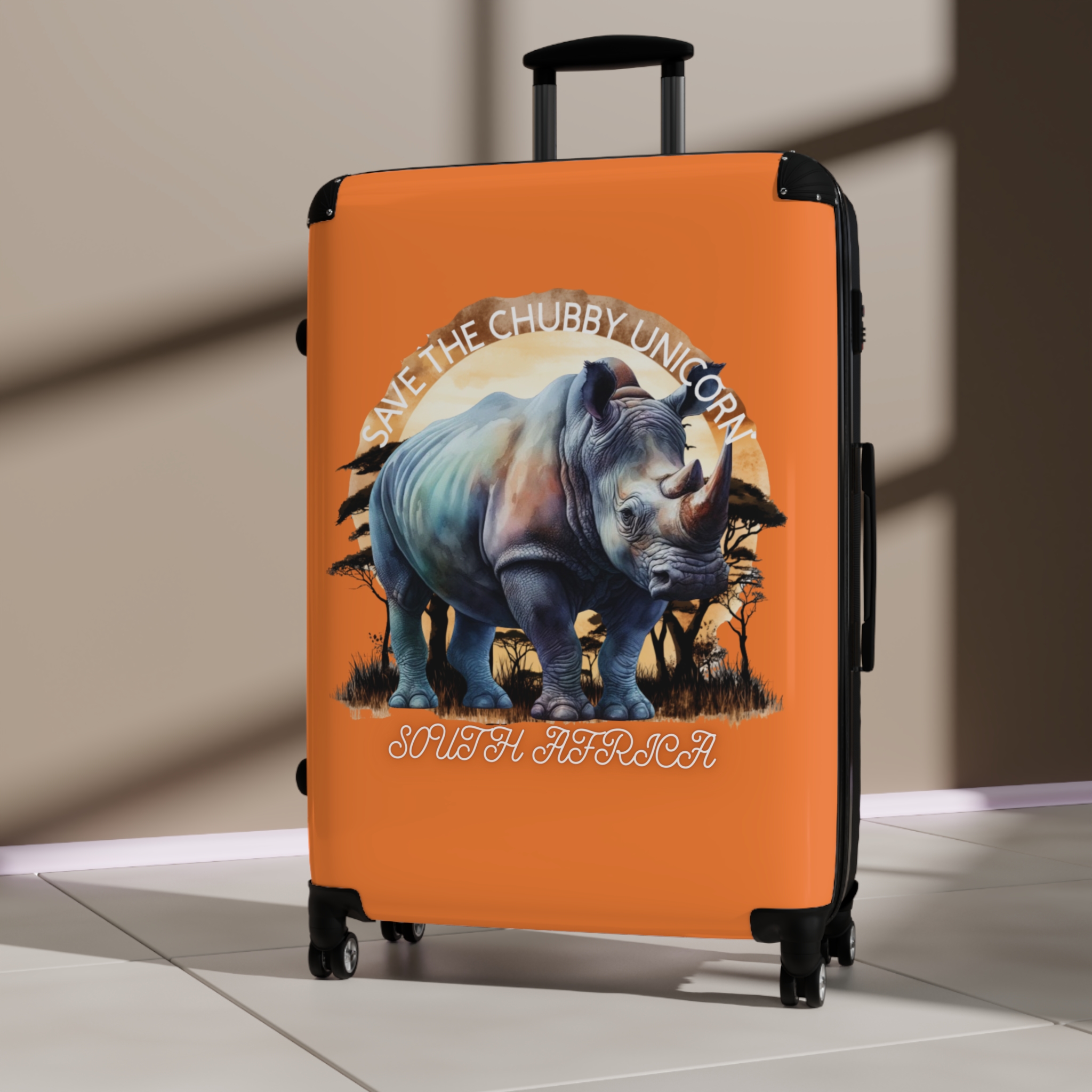Rhino Art Suitcase, Travel Luggage for Animal Lovers, Cute Carry-On for Kids & Adults, Save the Chubby Unicorn, Eco-Friendly Travel Gear - Image 12