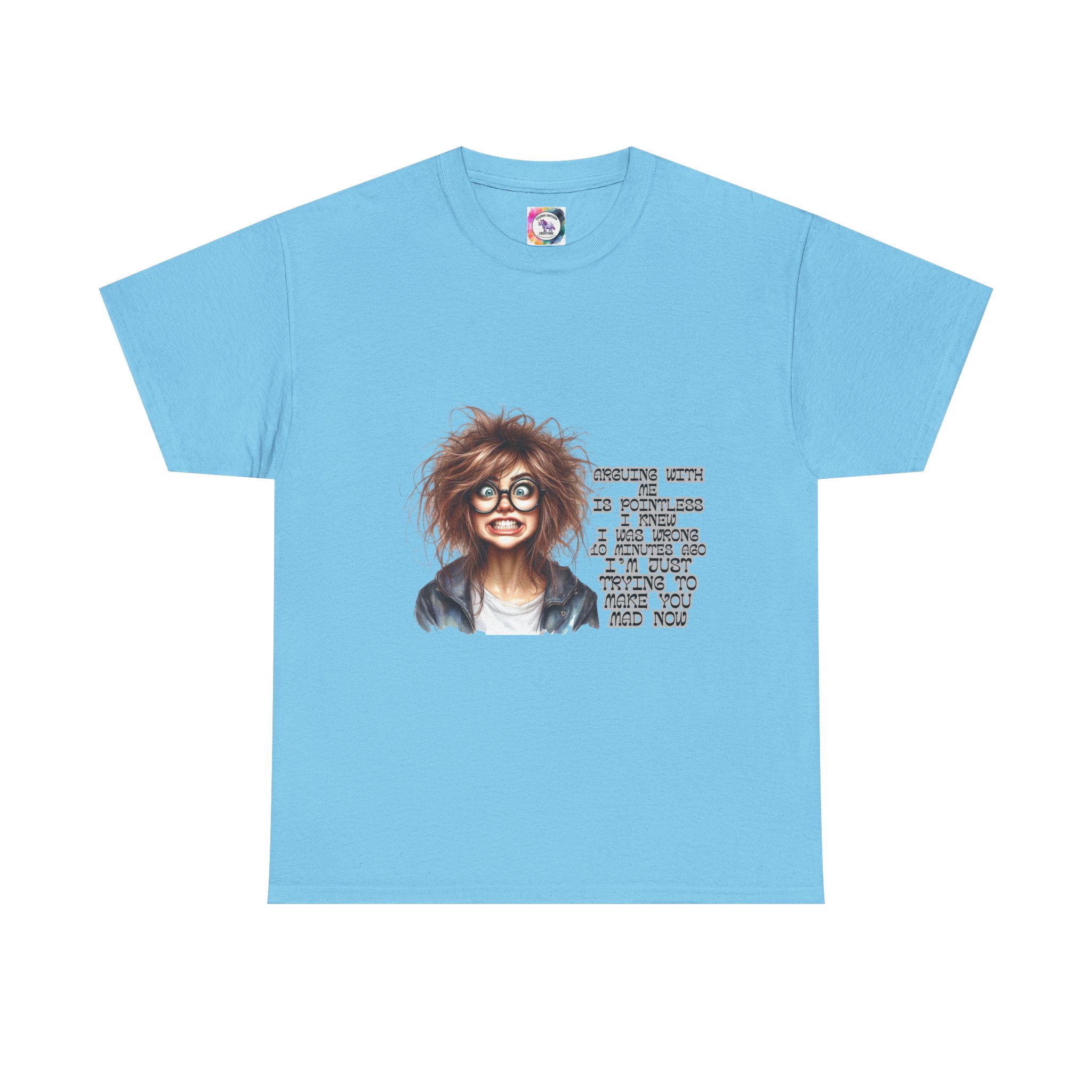 Crazy Hair Woman T‑Shirt — Funny Geeky Portrait with 'Funny' Quote - Image 29