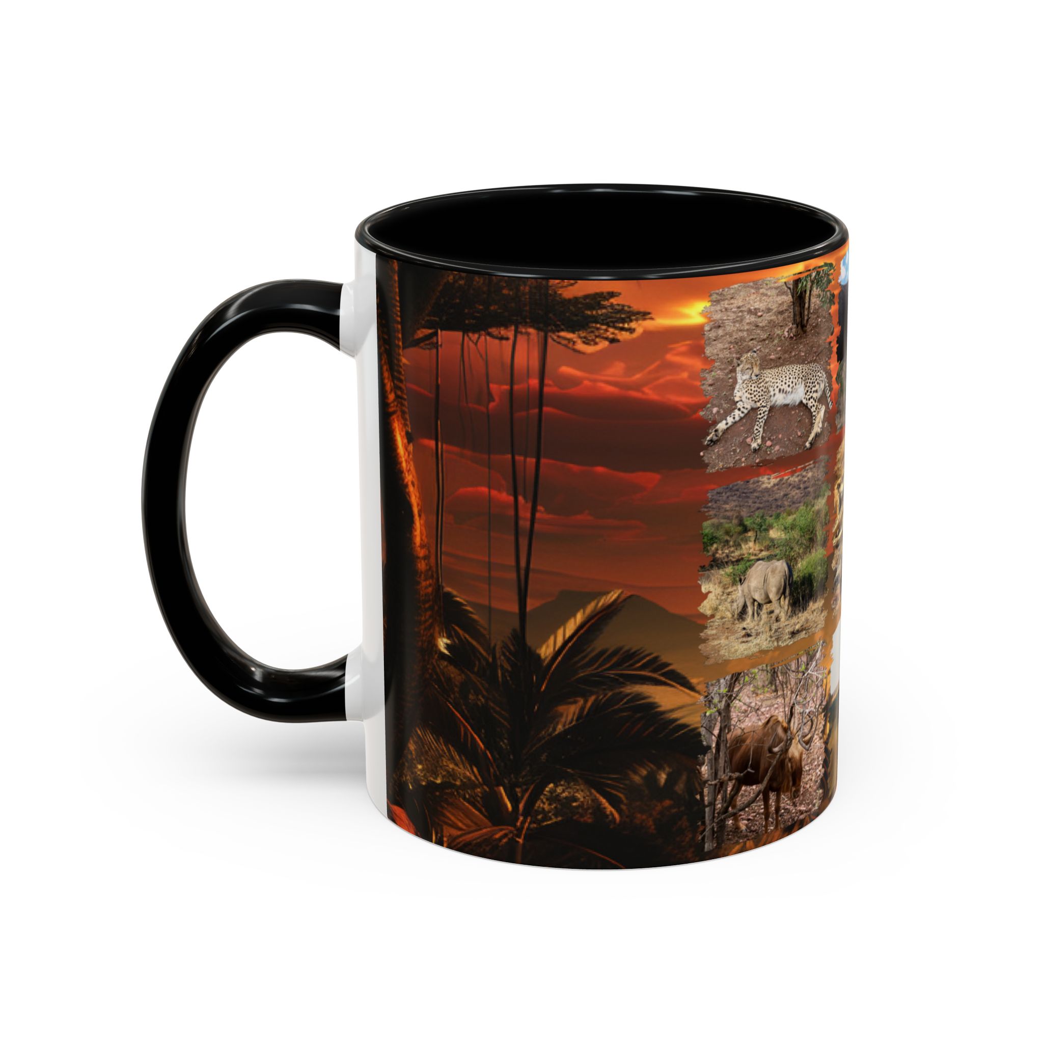 Wildlife Collage Accent Coffee Mug — Rustic Safari Animal Photo Design (11/15 oz) - Image 3
