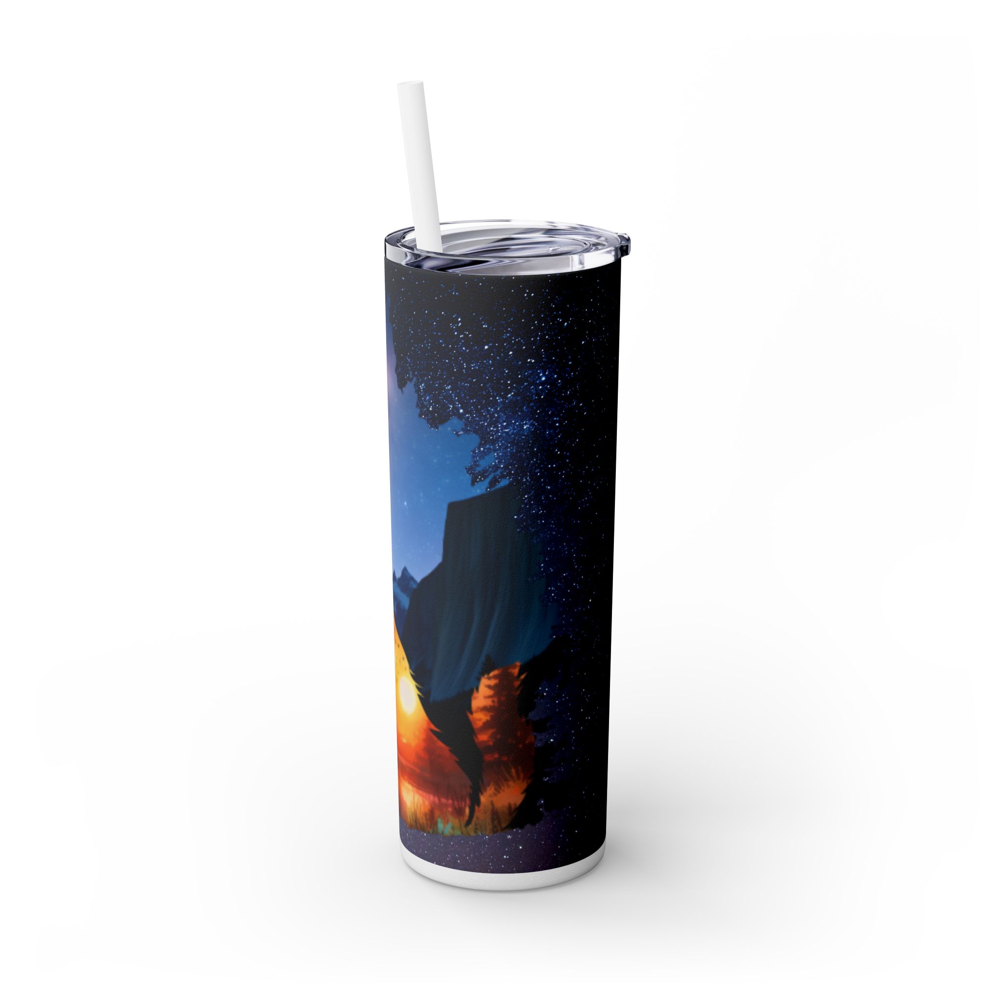 20oz Skinny Tumbler with Straw - Inspirational Travel Scene, Eco-Friendly Drinkware, Adventure Mug, Outdoor Gift, Unique Party Favor - Image 9
