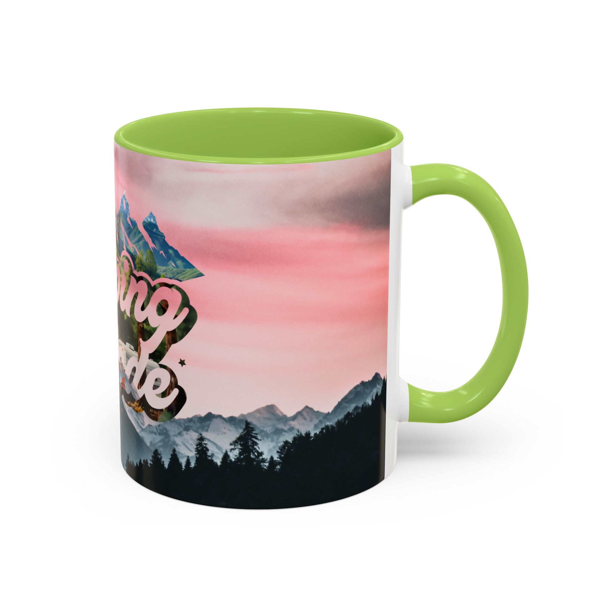 Camping Mode Coffee Mug — Pink Mountain Scenic Accent Mug (11/15oz) - Image 72