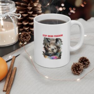 Ceramic Coffee Mugs, Eco-Friendly, Wildlife Conservation, Stop Rhino Poaching, Animal Lover Gift, Coffee Lovers, Awareness Campaign