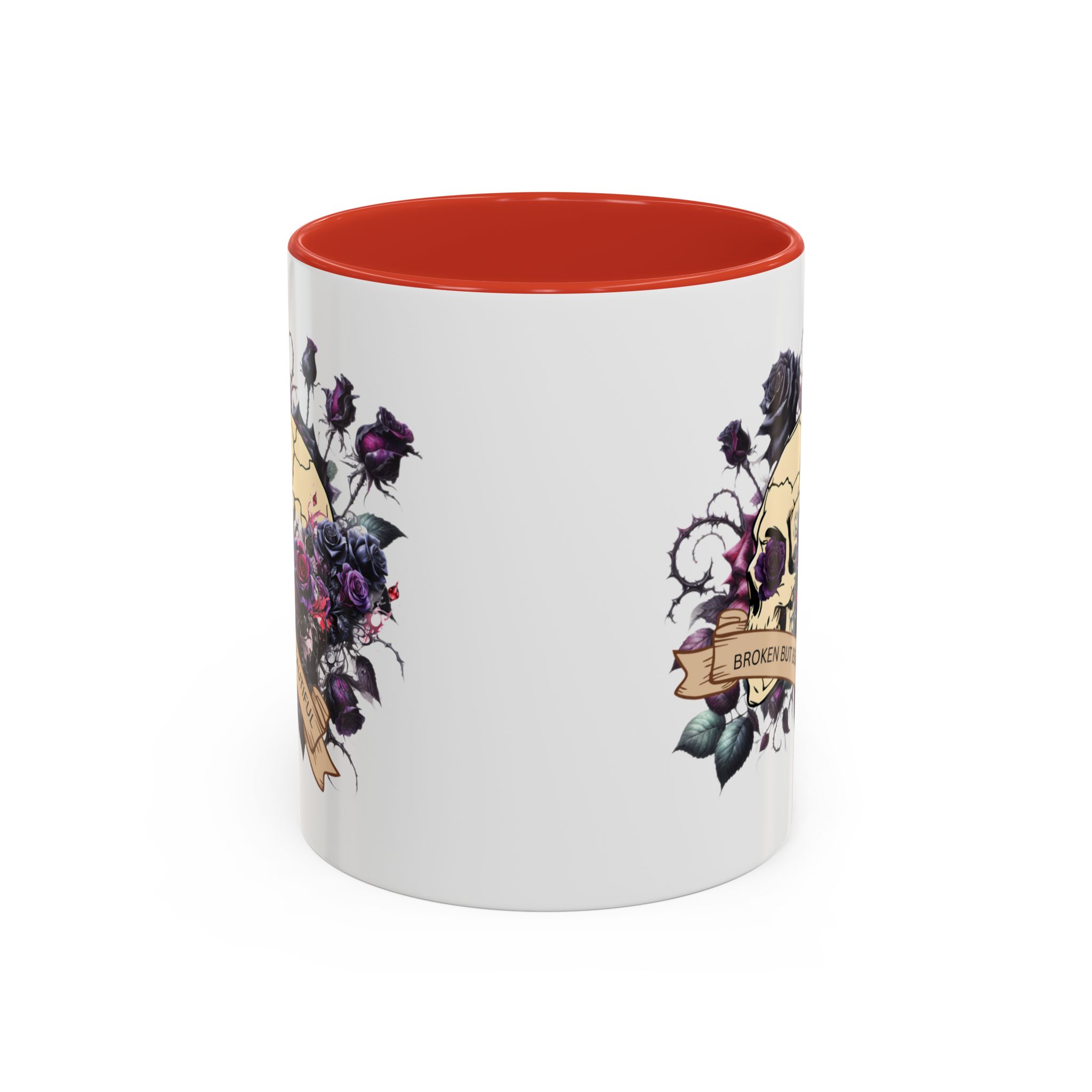Broken But Beautiful Floral Coffee Mug - Gothic Gift for Tea Lovers, Unique Home Decor, Floral Skull Design, Ceramic Tea Cup, Gothic Mug - Image 13