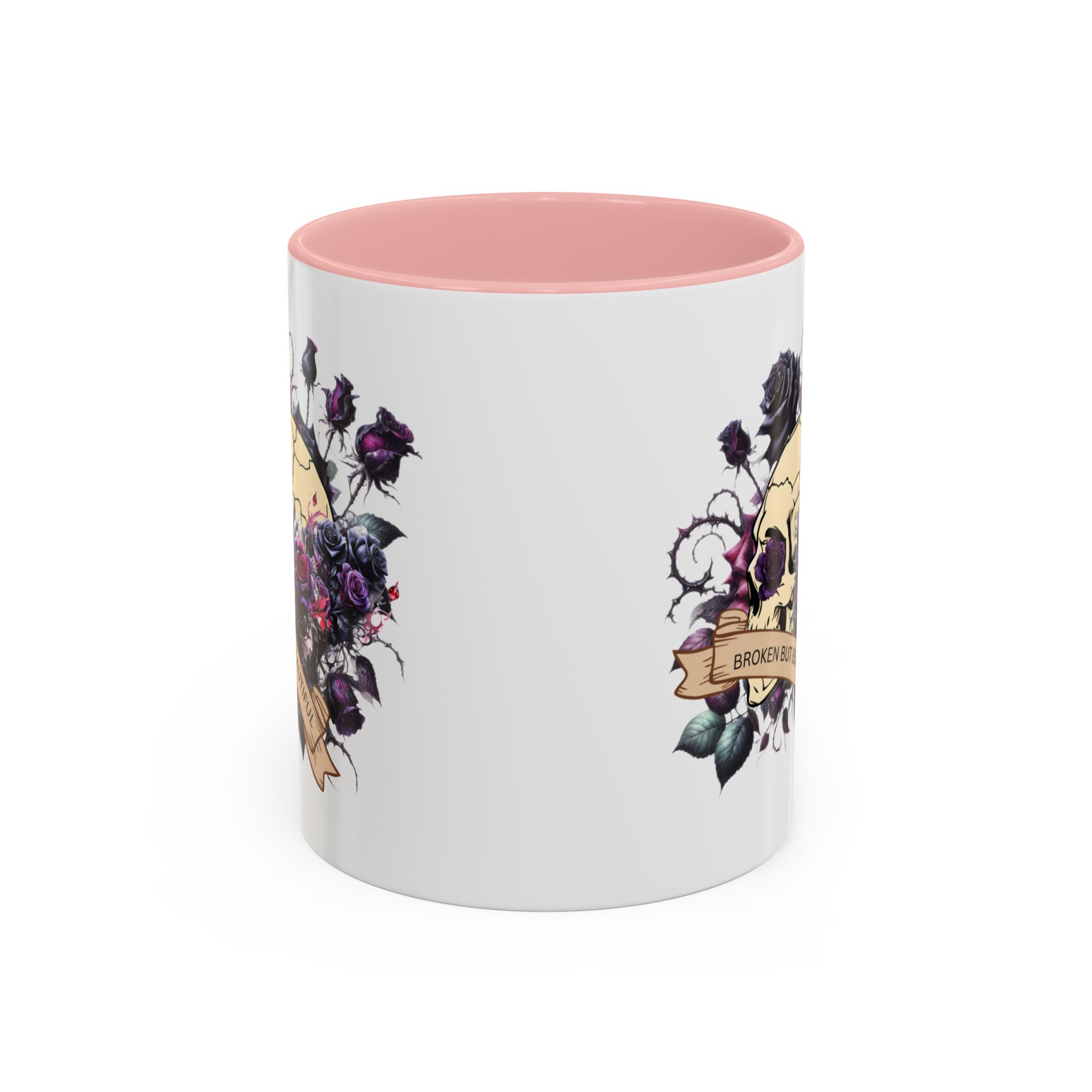 Broken But Beautiful Floral Coffee Mug - Gothic Gift for Tea Lovers, Unique Home Decor, Floral Skull Design, Ceramic Tea Cup, Gothic Mug - Image 9