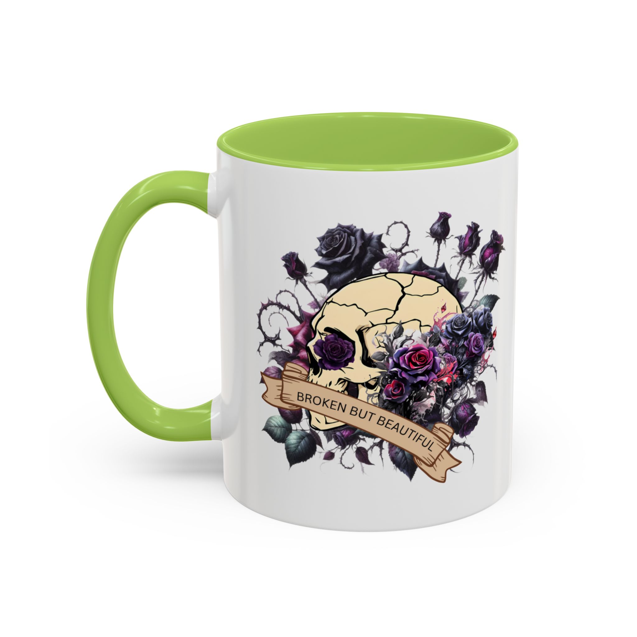 Broken But Beautiful Floral Coffee Mug - Gothic Gift for Tea Lovers, Unique Home Decor, Floral Skull Design, Ceramic Tea Cup, Gothic Mug - Image 51