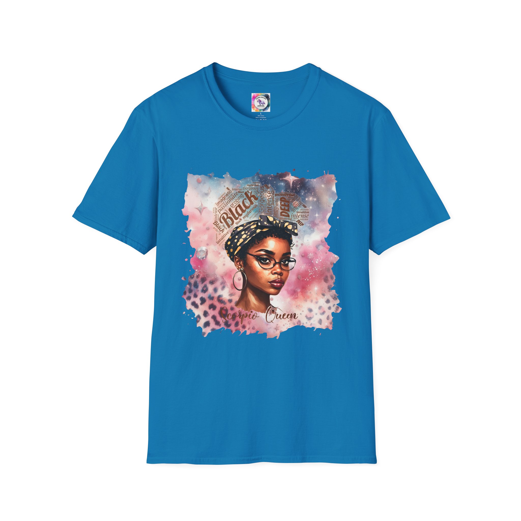 T-Shirt — 'Black Scorpio Queen' Afrocentric Watercolor Portrait Tee - Image 56