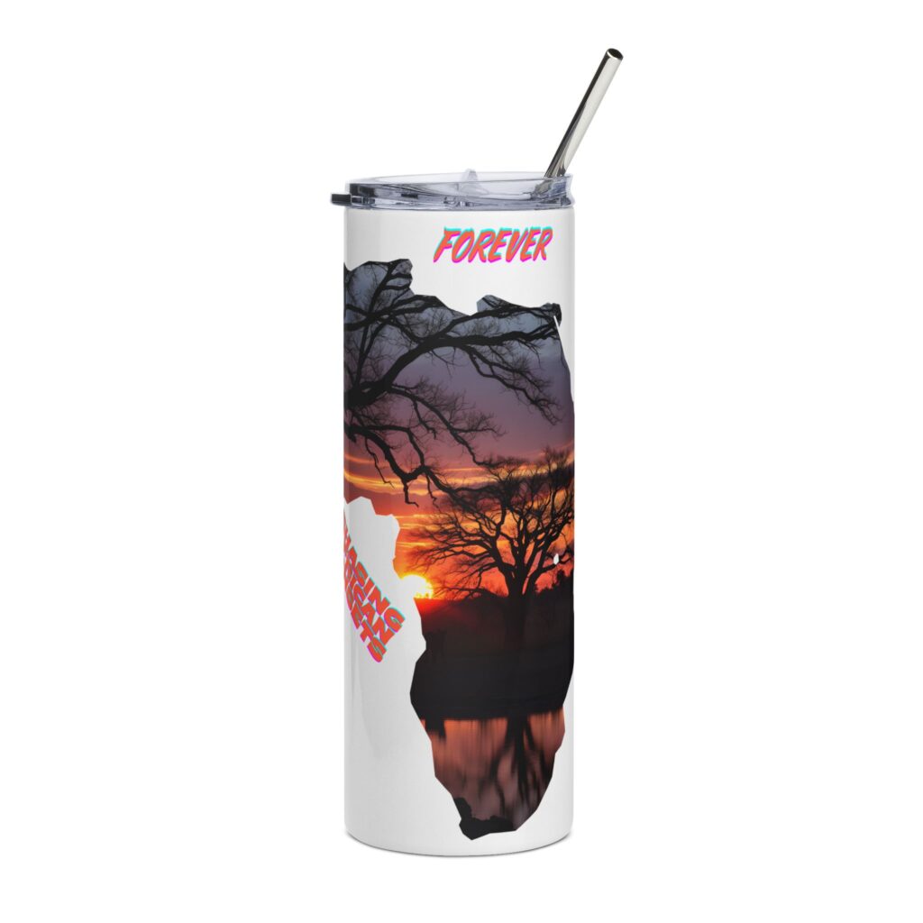 African Sunset Skinny Tumbler with Straw, 20oz | Travel Mug, Yeti Cup, Eco-Friendly Drinkware, Gift for Nature Lovers, Black History Month