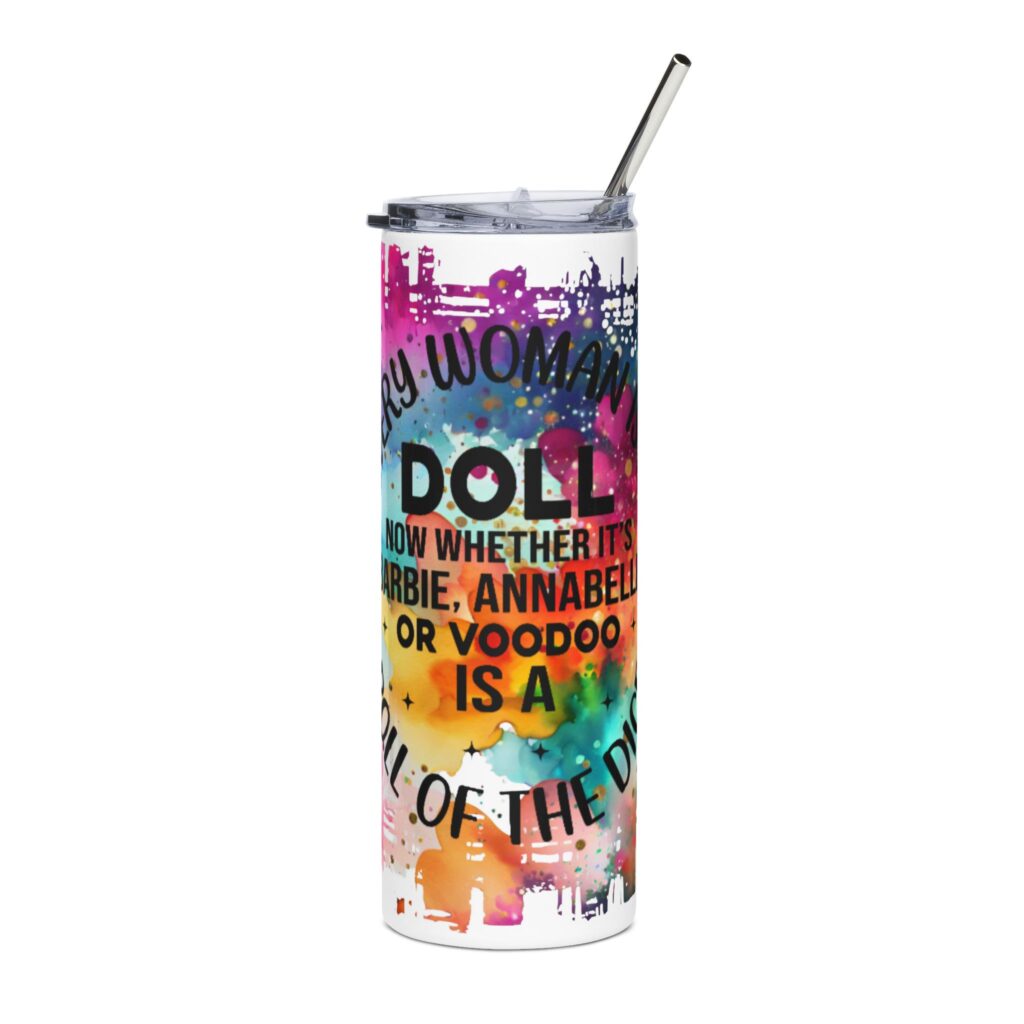 Colorful Skinny Tumbler with Straw | Fun Drinkware for Barbie Lovers, Vibrant Gifts for Any Occasion, Travel Mug, Party Favor, Kids' Tumbler
