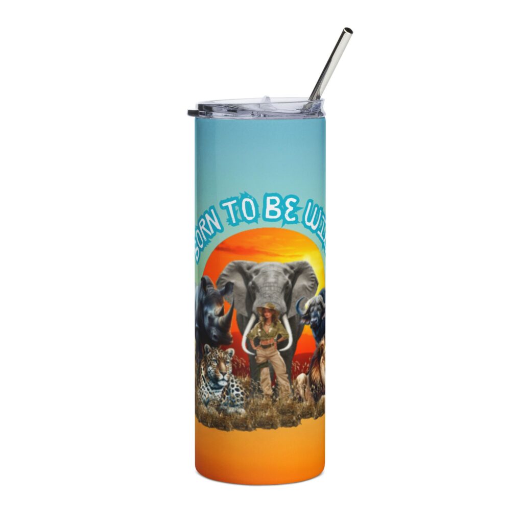 Colorful Animal-Themed Skinny Tumbler with Straw, 20oz | Great for Nature Lovers, Birthday Gifts, Eco-Friendly Hydration, Travel Mug, [...]