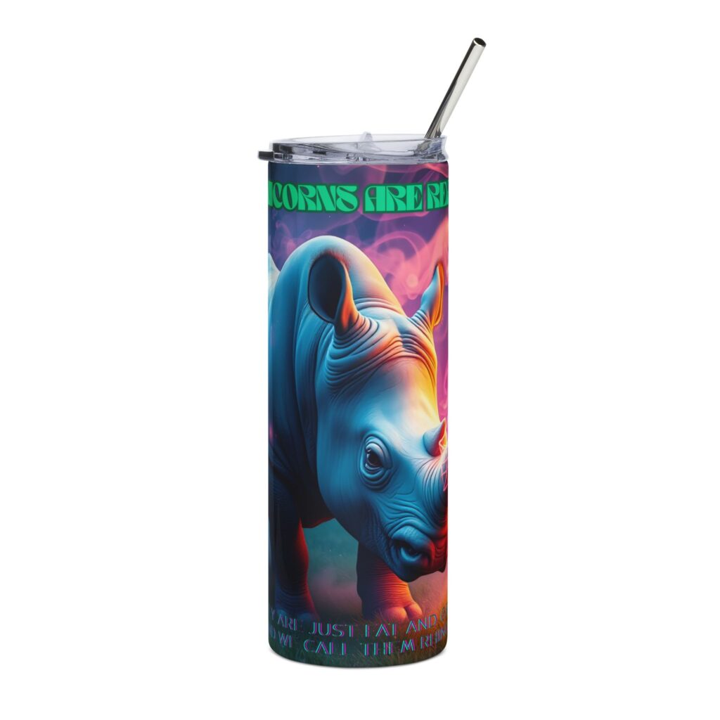 Colorful Rhino Skinny Tumbler with Straw, 20oz - Perfect for Gifts, Travel, and Everyday Use, Eco-Friendly Drinkware
