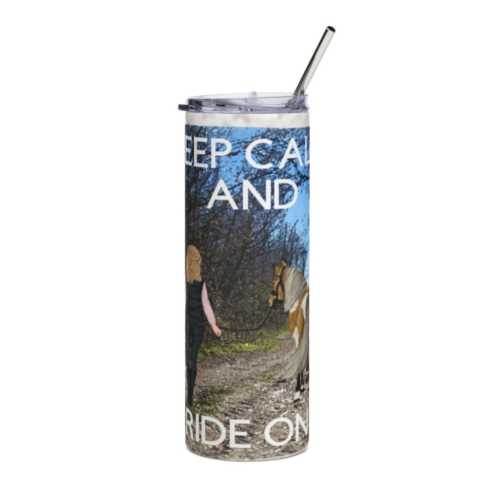 Equestrian Skinny Tumbler, Motivational Horse Riding Travel Mug, Keep Calm, Gifts for Horse Lovers, Personalized Drinkware