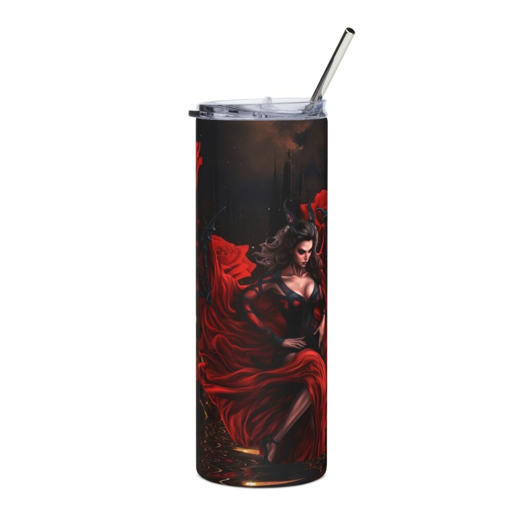 Elegant Floral Skinny Tumbler with Straw, 20oz, Stylish Drinkware for Home, Coffee, Travel Mug, Rose Design, Perfect Gift Idea