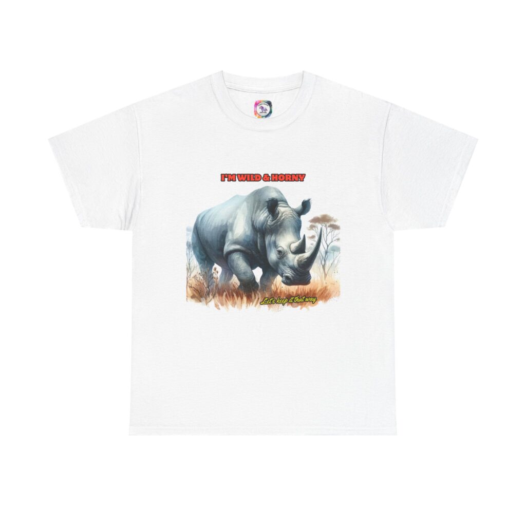 Rhino Lover Unisex Heavy Cotton Tee, Wildlife Shirt, Animal Lover Gift, Eco-Friendly Tee, Nature Enthusiast Apparel