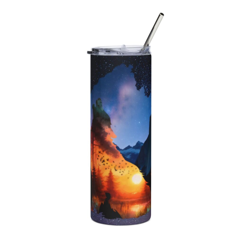 20oz Skinny Tumbler with Straw - Inspirational Travel Scene, Eco-Friendly Drinkware, Adventure Mug, Outdoor Gift, Unique Party Favor