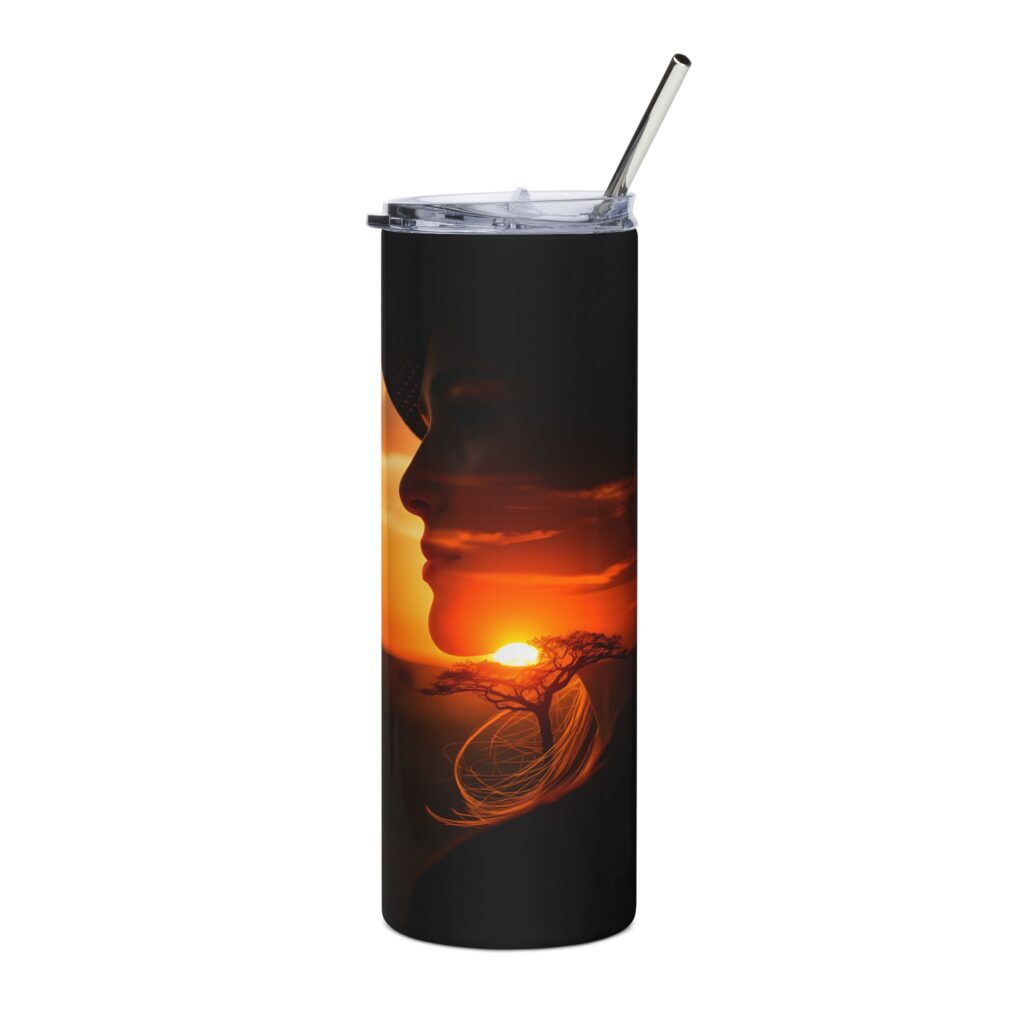 20oz Skinny Tumbler — Sunset Silhouette Travel Cup with Straw